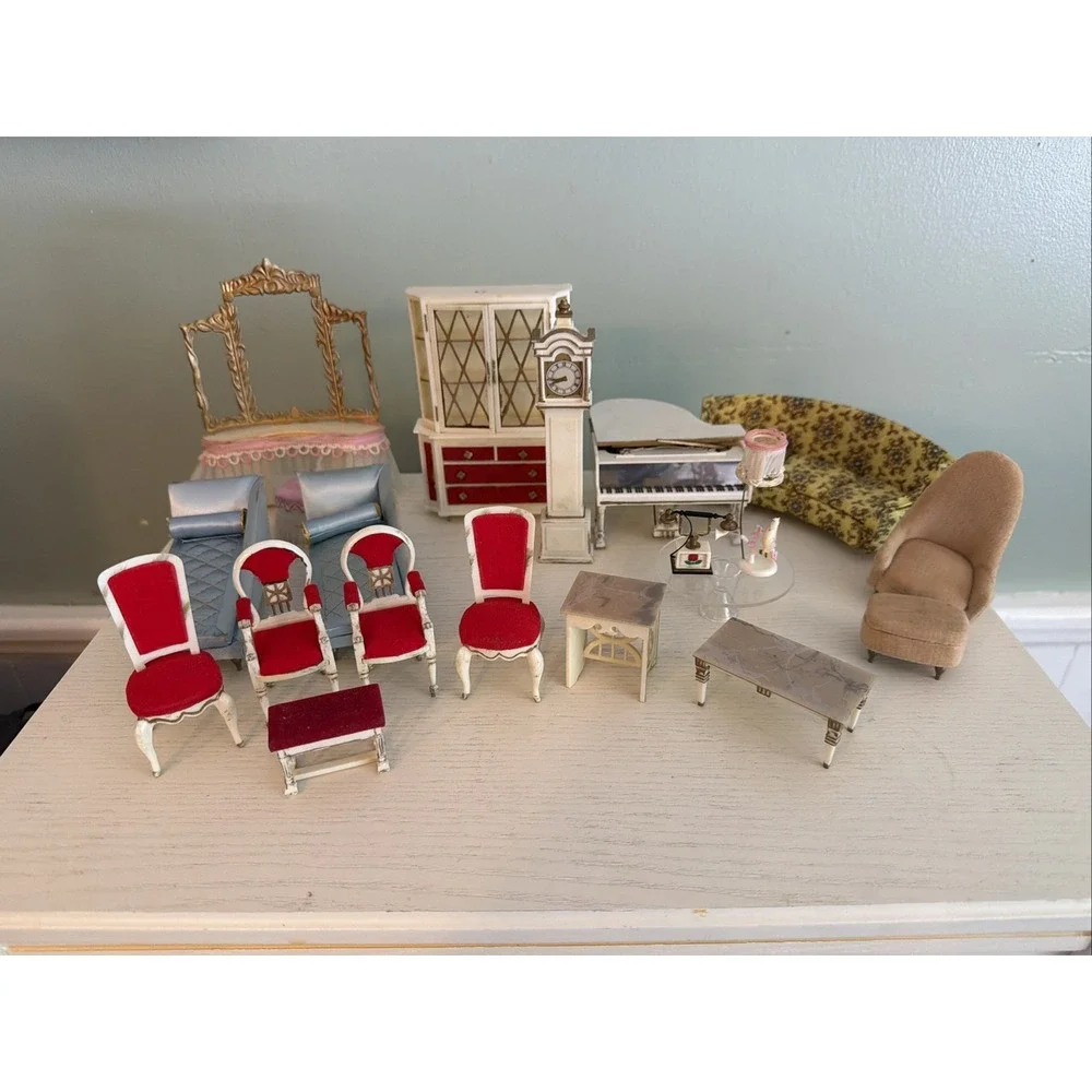 Vintage 20 Piece Lot of Ideal Petite Princess & Dollhouse Furniture Couch Chairs